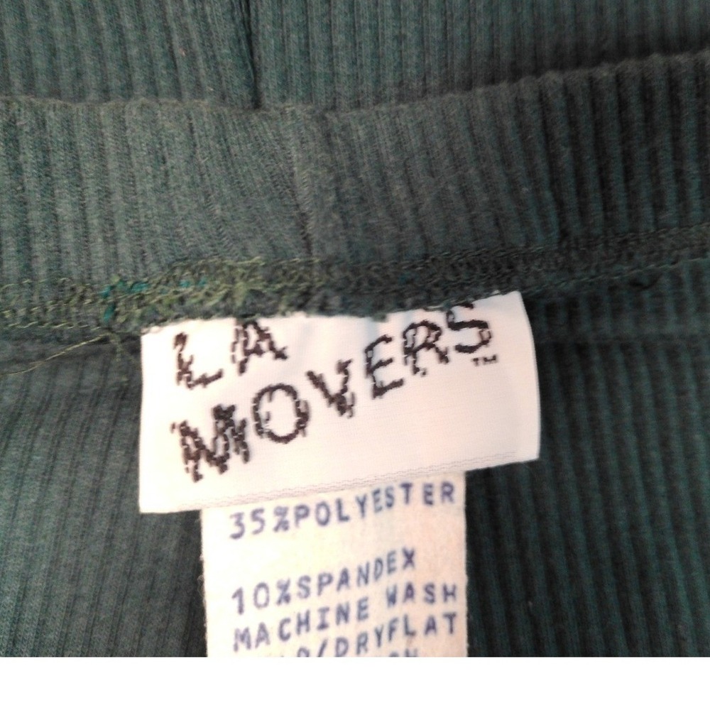 Vintage LA MOVERS Ribbed High Waist Bike Shorts Dark Green Women's Medium - Picture 3 of 6